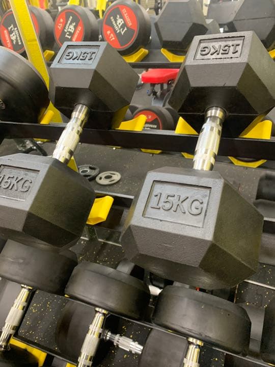 ラバーヘックス ダンベル　15kg  25kg  各2個