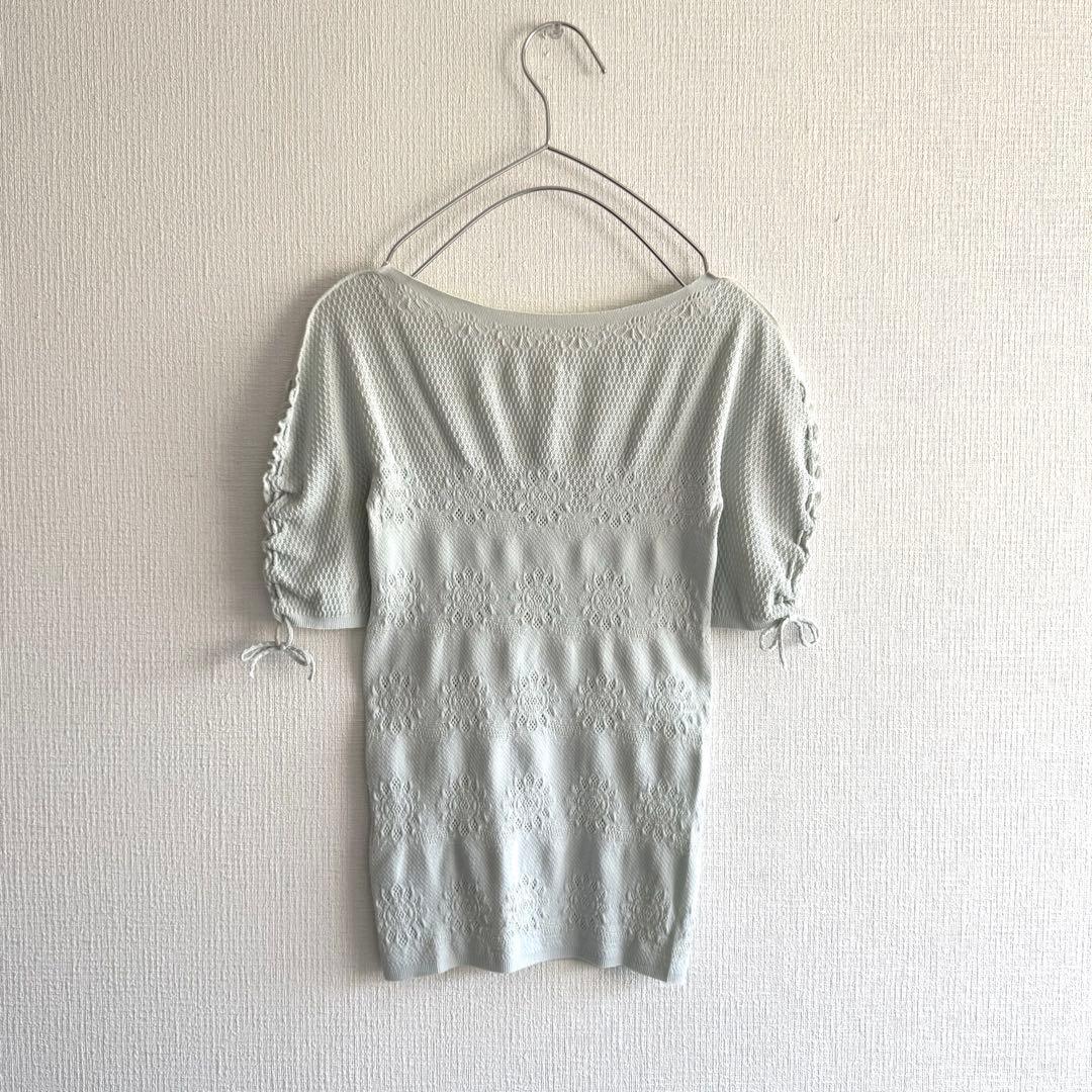 極美品✨　Chacott チャコット　ノーソーイングニット　レース　半袖　ブルー