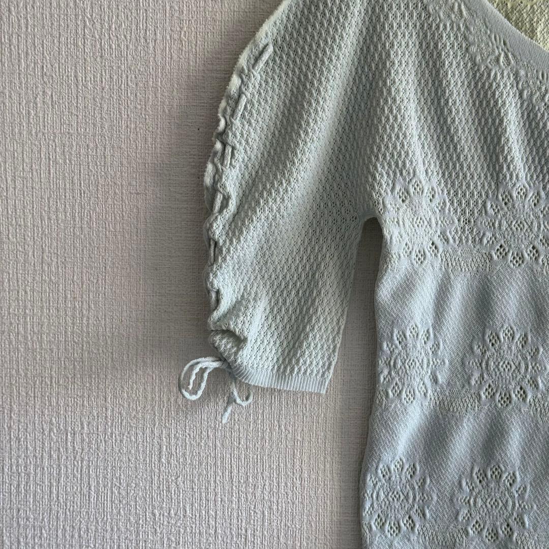 極美品✨　Chacott チャコット　ノーソーイングニット　レース　半袖　ブルー