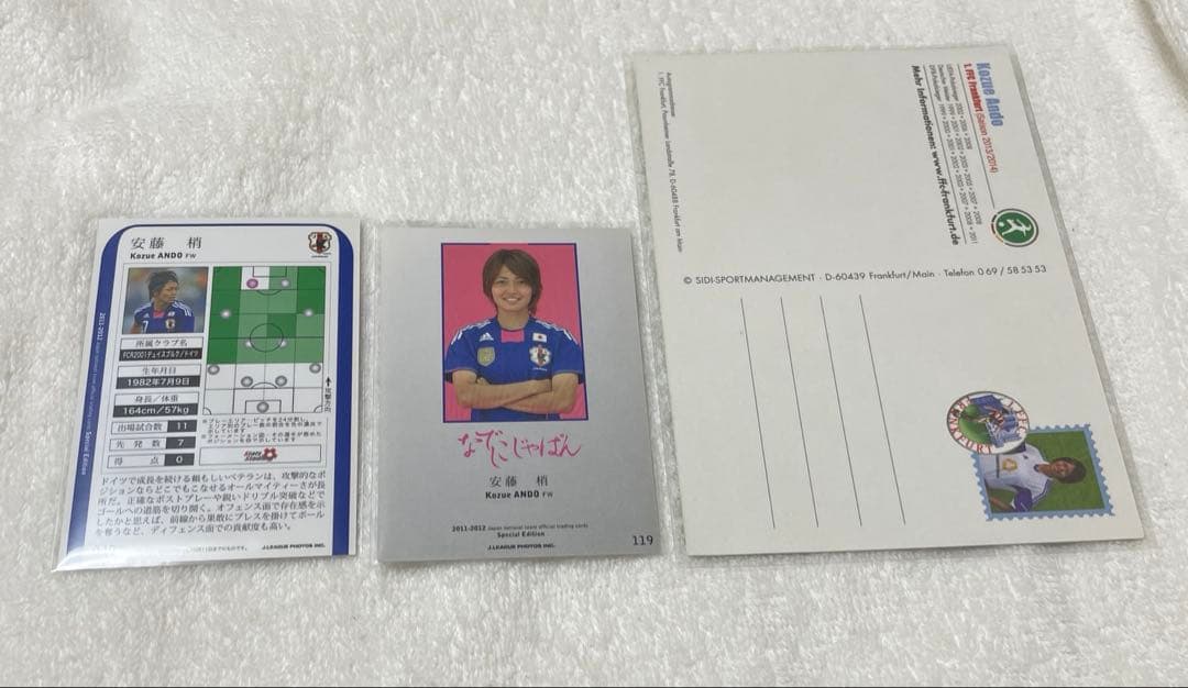 n*5様 安藤梢 ユニホーム サイン カード ハガキ