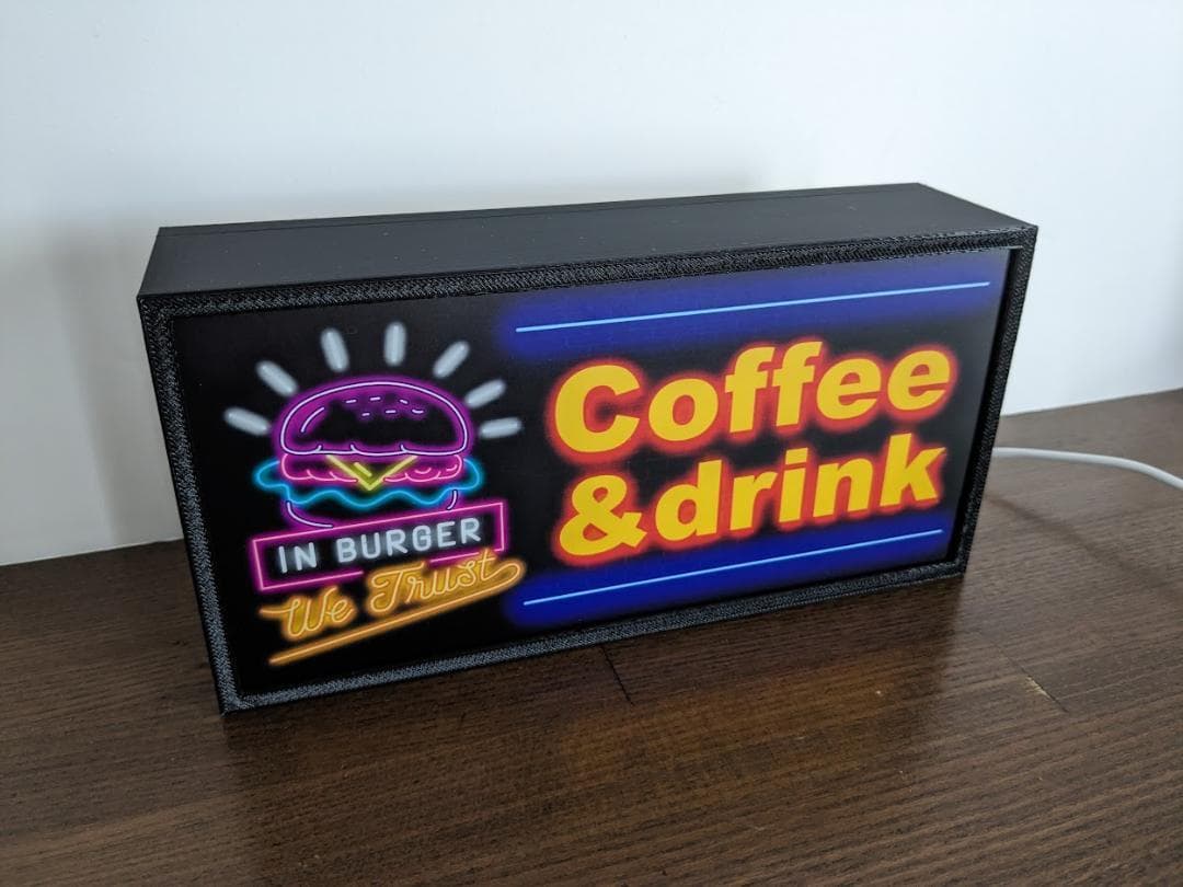 アメリカン ハンバーガー コーヒー ドリンク 置物 雑貨 LEDライトBOX