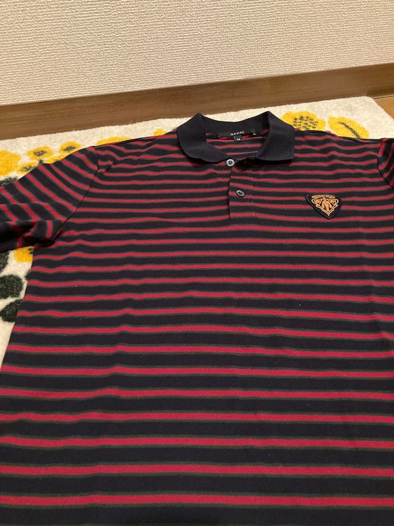 GUCCI ポロシャツ コットンピケ　ネイビー ストライプ サイズM