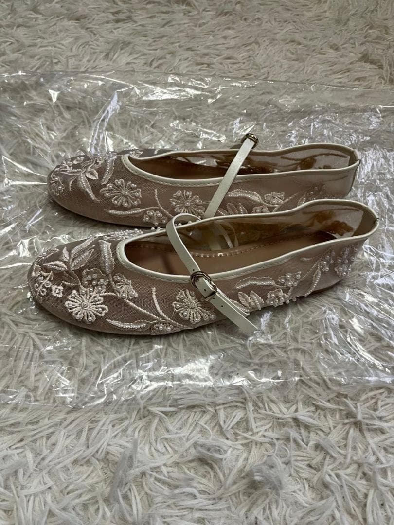 ZARA ザラ刺繍入りメッシュ バレリーナシューズ37