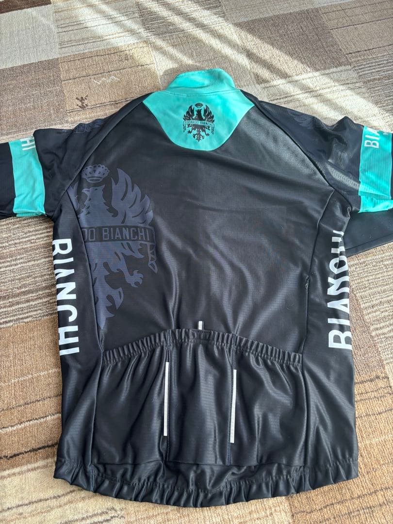 【ビアンキ美品】Bianchi サイクルジャージ 黒・水色 長袖