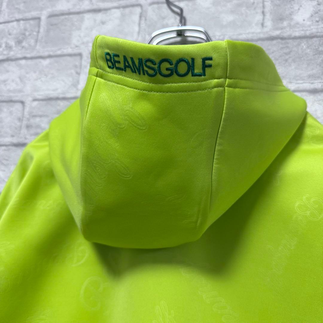 【美品】BEAMS GOLF エンボスロゴ スウェット パーカー M ライム