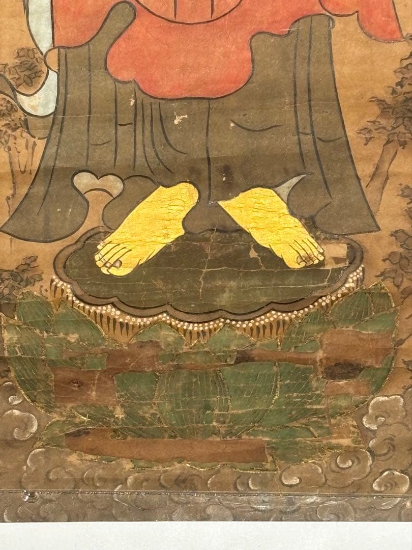 「阿弥陀如来像」阿弥陀仏 彩色木版画 1枚|仏画 仏教美術 江戸時代 木版刷り