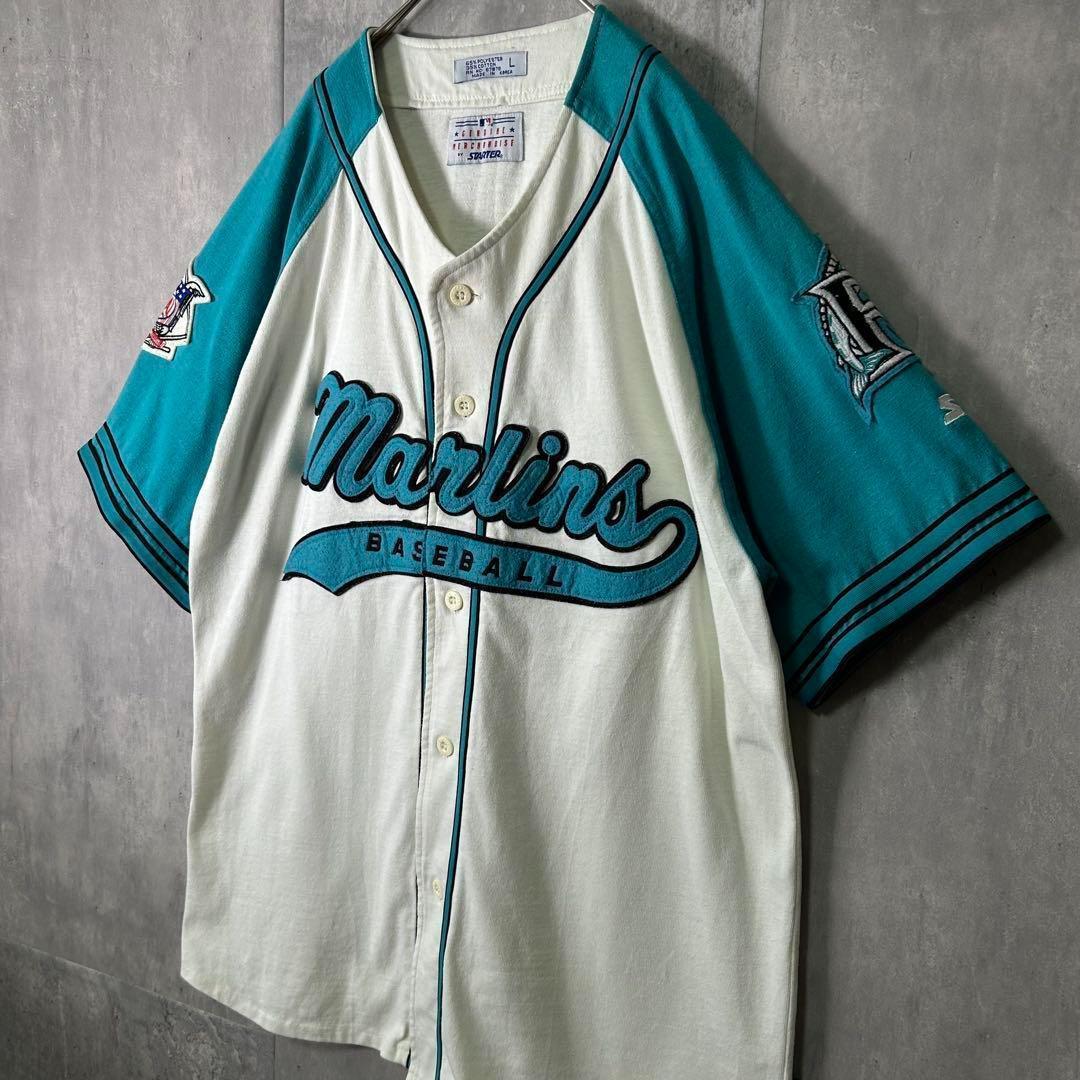 希少 MLB Starter マーリンズ 肉厚 ベースボールシャツ ユニフォーム