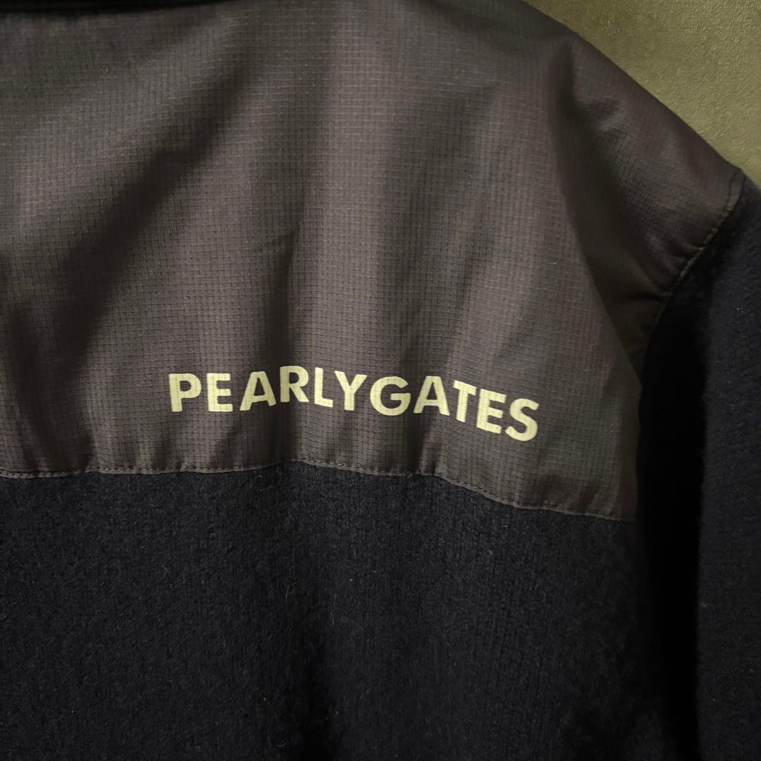 PEARLY GATES ハーフジップニット LL 羊毛×カシミヤ ネイビー