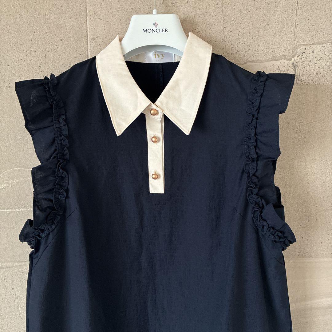 【極美品】 ivygolf バイカラーフレアワンピース ネイビー S ゴルフ