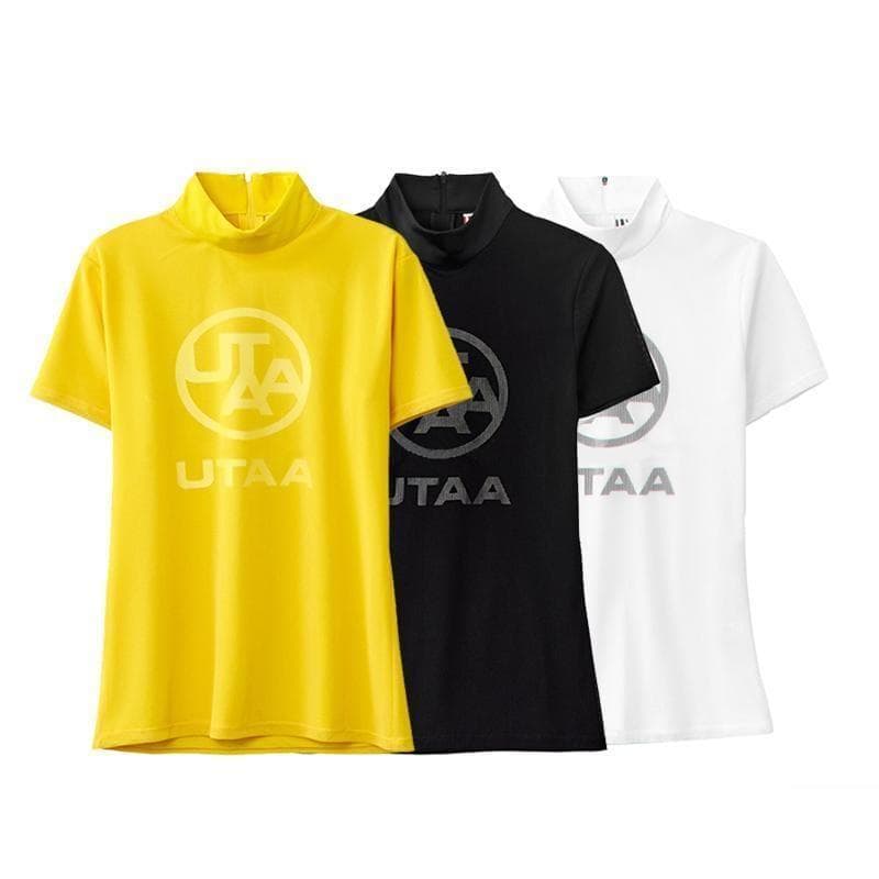 【新品】UTAA　ゴルフウェア　トップス　モックネック　半袖　ブラック　黒　S