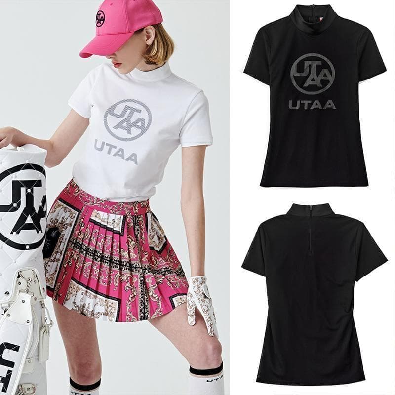 【新品】UTAA　ゴルフウェア　トップス　モックネック　半袖　ブラック　黒　S