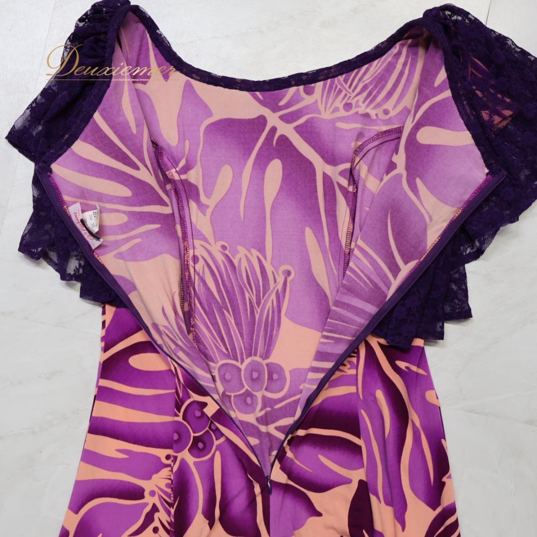 【美品 ハワイ製 フラダンス衣装】パープル CC Fashions ワンピース