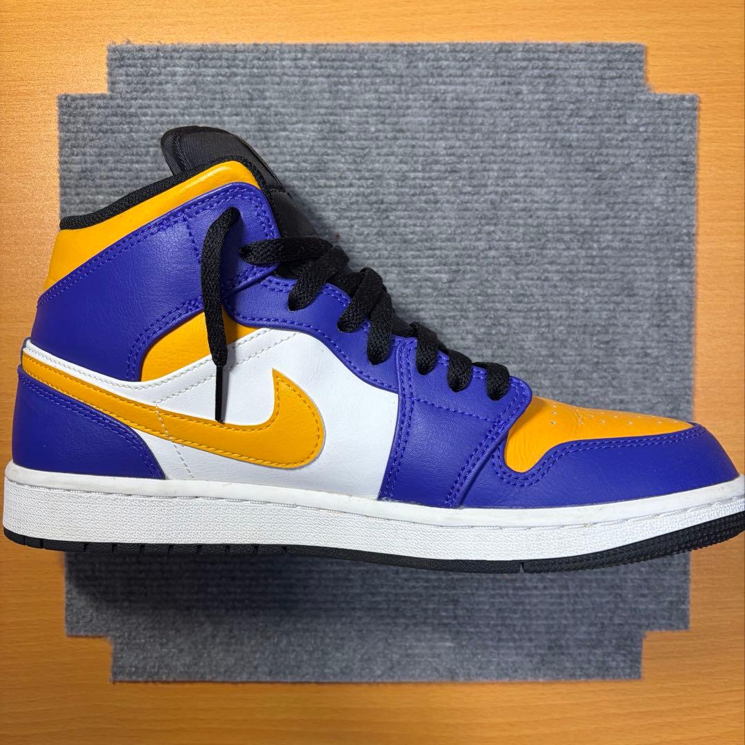 シューズ(男性用) Nike AirJordan1 Mid Purple/Yellow Lakers