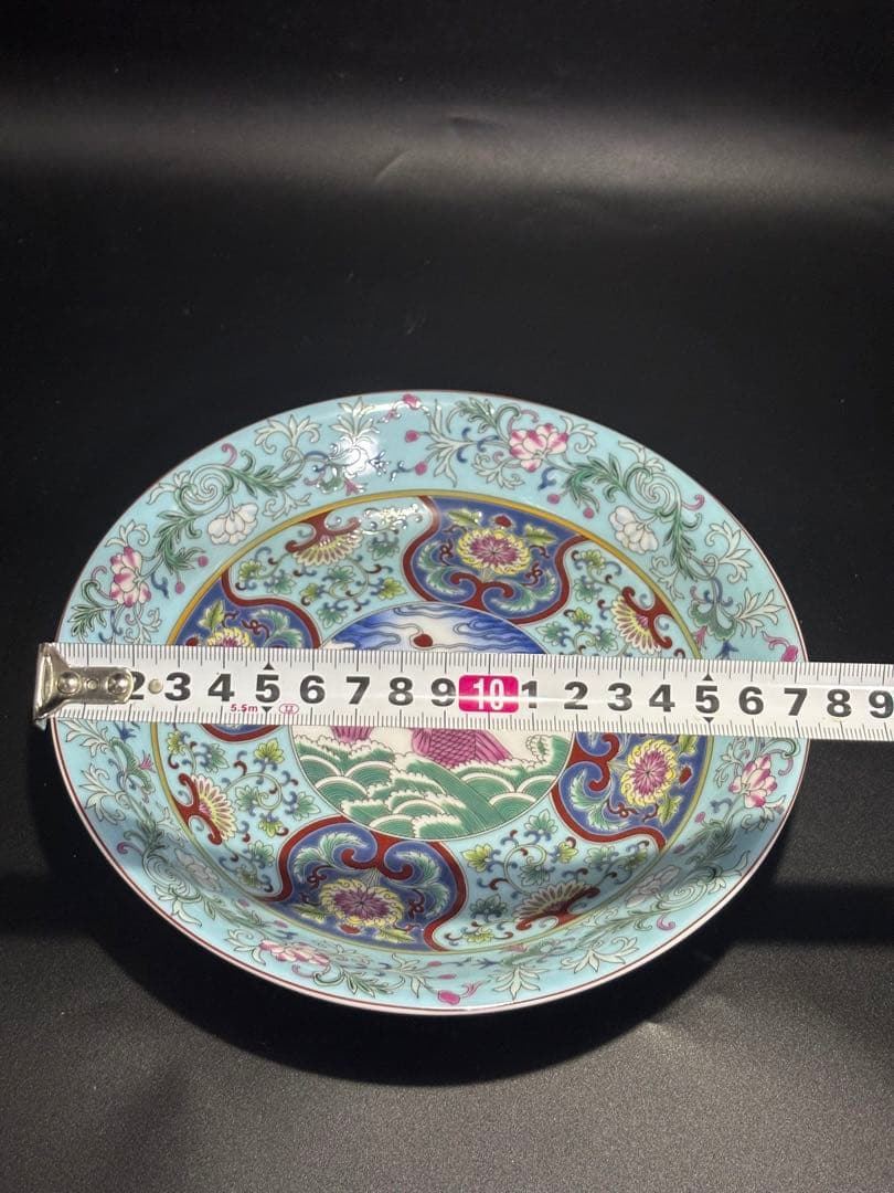 中国　手描き装飾の陶磁器皿