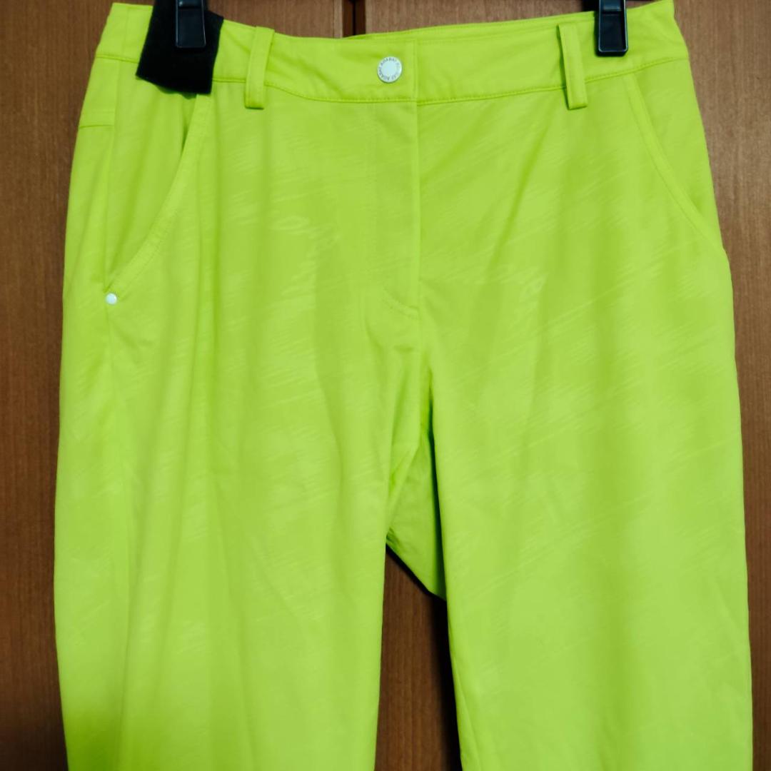 新品　ワールド レディース ゴルフパンツ 撥水 接触冷感 蛍光イエロー