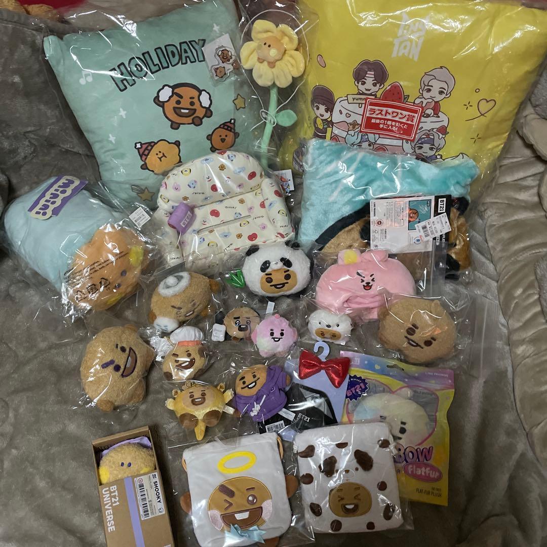 BT21 SHOOKYぬいぐるみ・マスコット・クッション・ひざ掛け22点セット