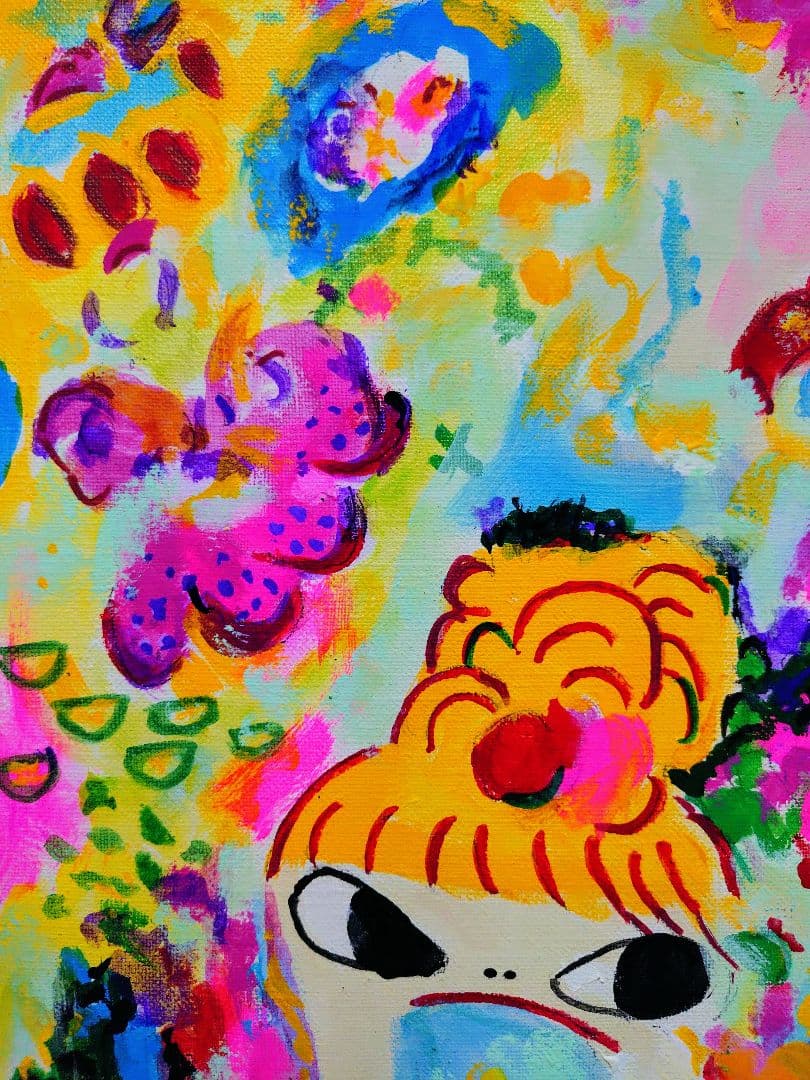 【F6号】ロッカクアヤコ　肉筆保証/表裏サイン・裏描き有り/油彩/アクリル/額縁
