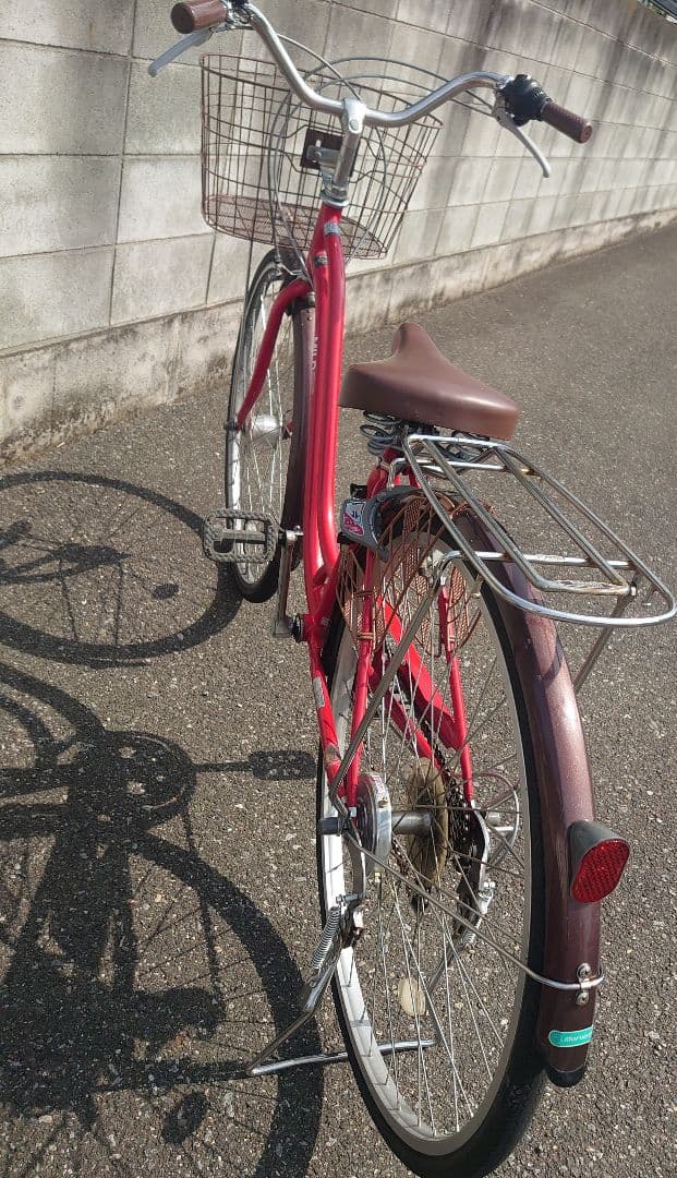 【群馬県お引取】　26インチ　自転車　オートライト　変速ギア　レッド×ブラウン