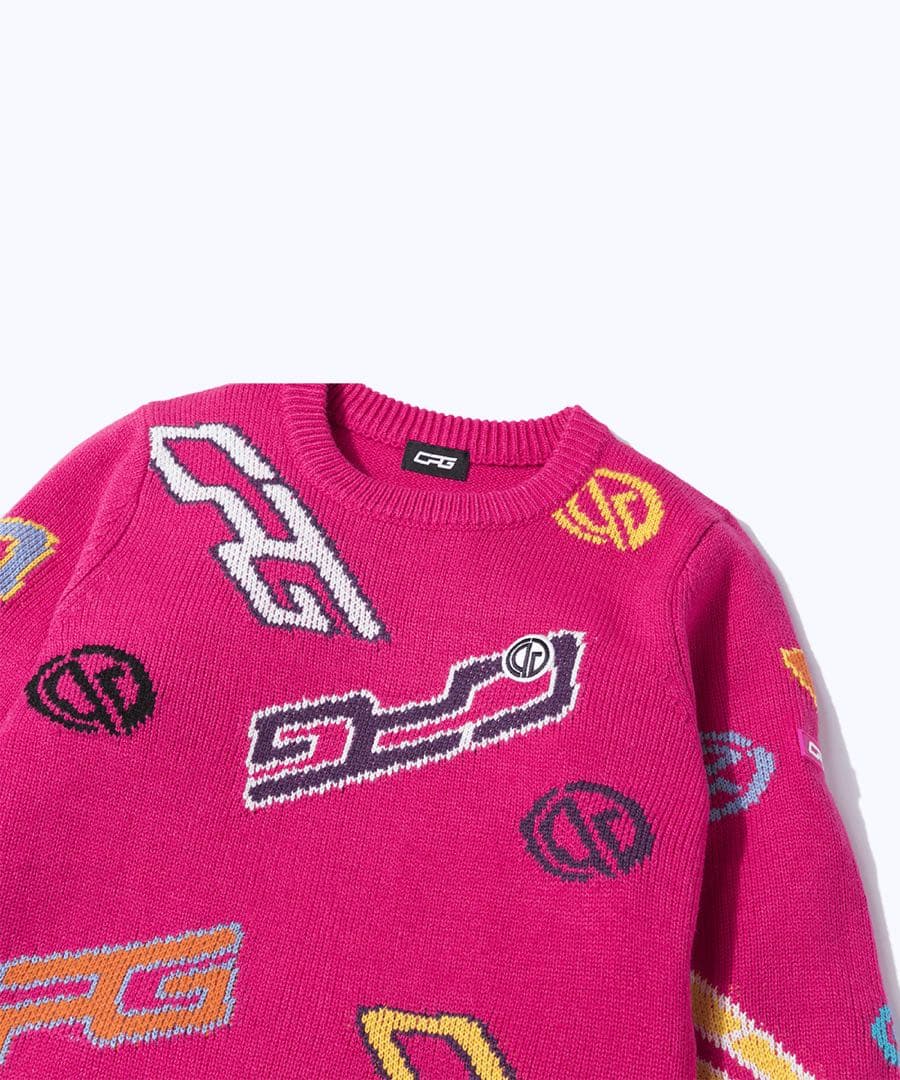 CPGゴルフ クルーネックロゴ柄　ニット　新品未使用　冬ゴルフ