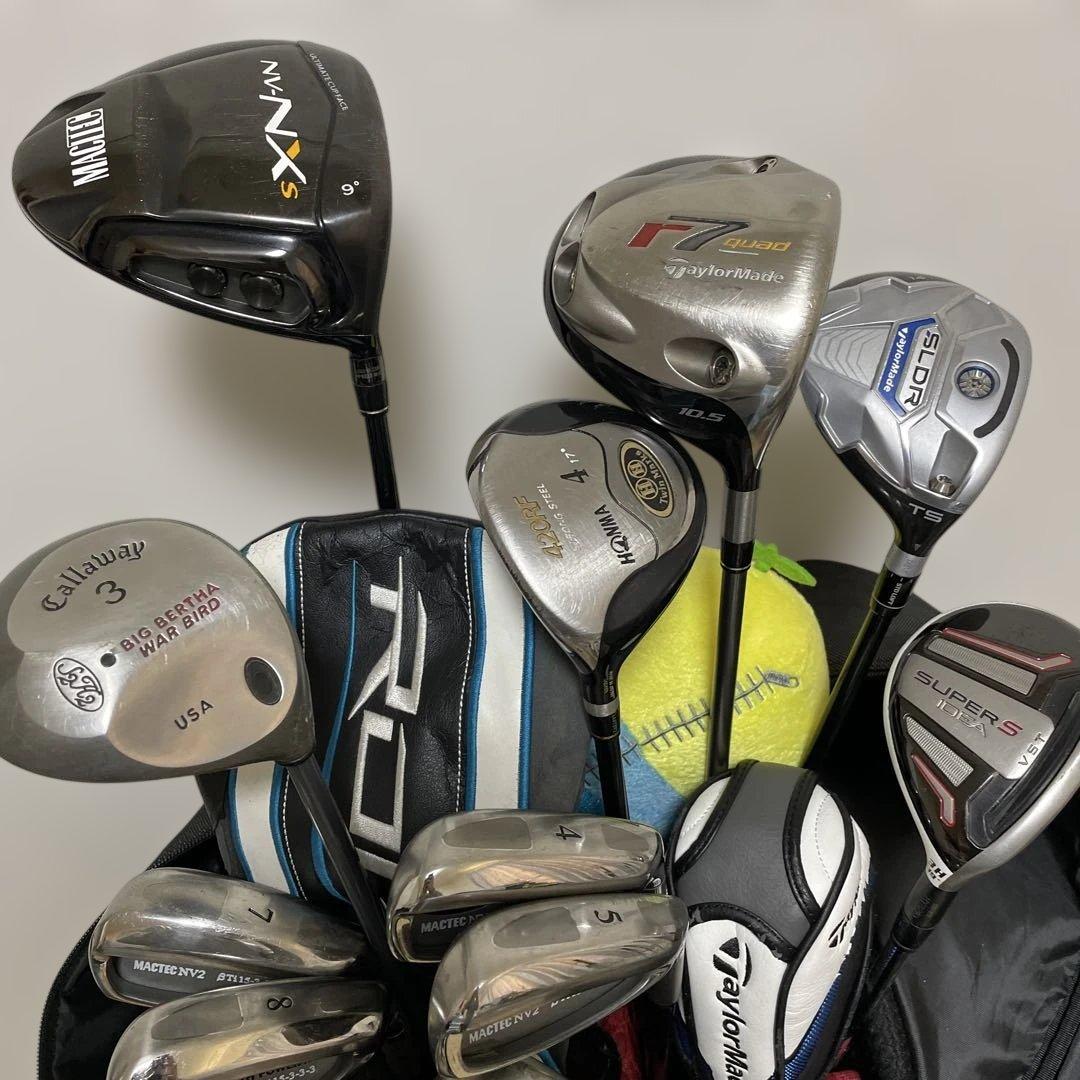 ゴルフクラブセット 右利き テーラーメイド他15本セット キャディバッグ付