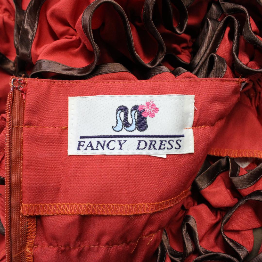 【フラダンス衣装】レッド FANCY DRESS ワンピース ドレス 赤 フリル