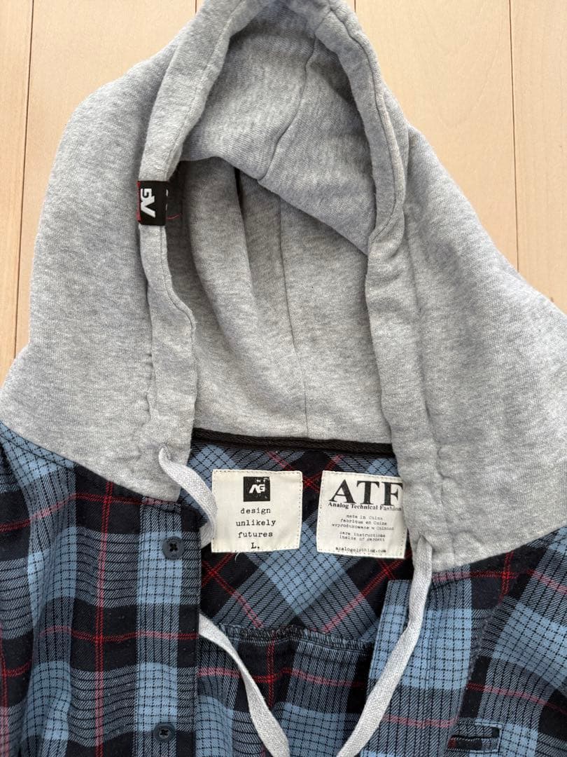 Burton analogバートンアナログフード付きチェックシャツ L