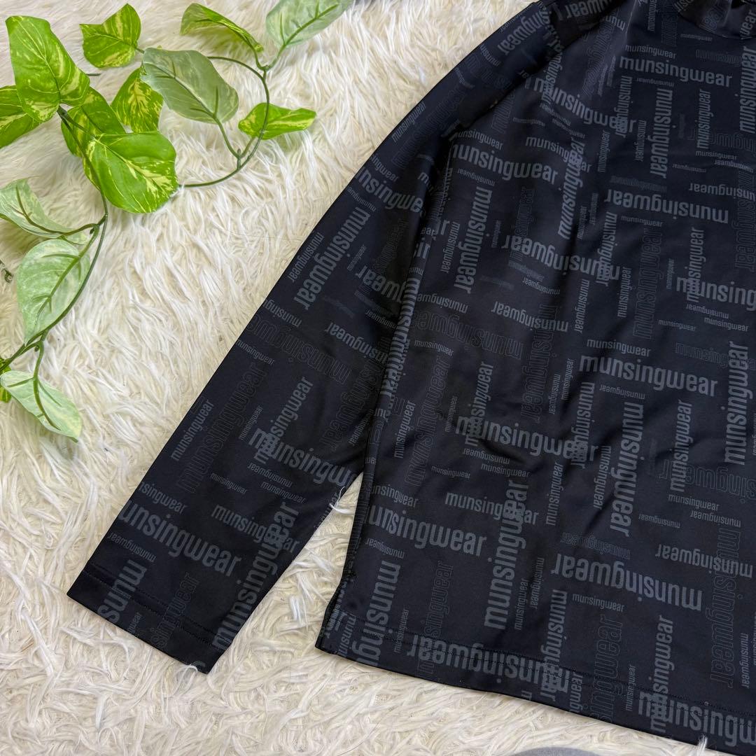 【マンシングウェア】美品 モックネック 総ロゴ ブラック Lサイズ メンズ