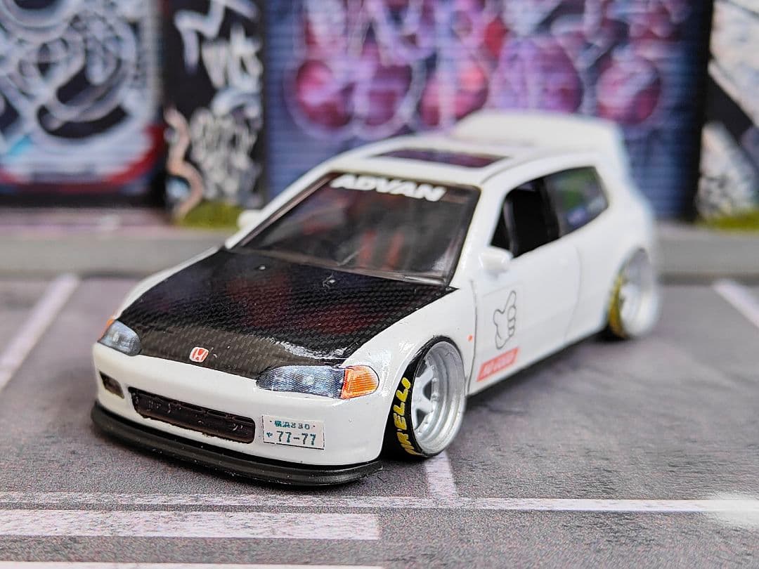 ホットウィールカスタム ホンダ シビック EG6 環状族a 段リム☆トミカ改造