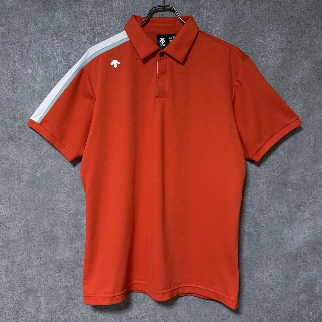 DESCENTE GOLF デサントゴルフ ロゴ ポロシャツ 半袖 オレンジ O