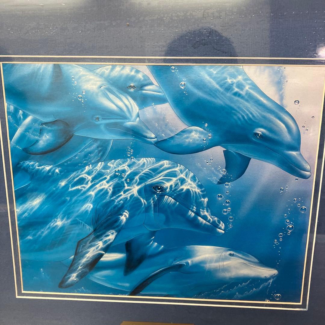 希少 非売品 ラッセン 額装 アート 資生堂 1994年 記念品イルカ 絵画