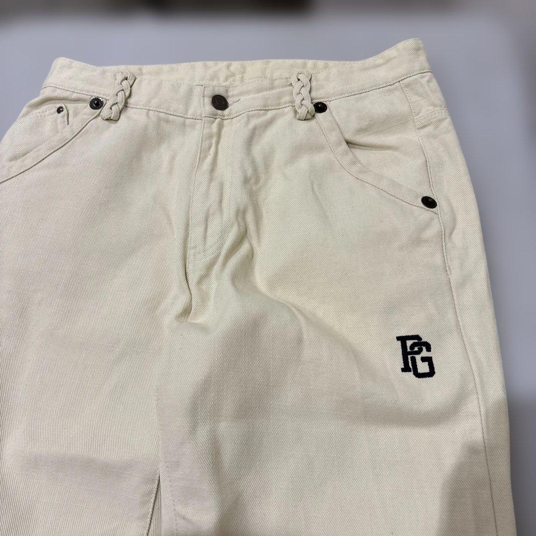 【希少デザイン】パーリーゲイツ ゴルフパンツ 三つ編みループ アイボリー L