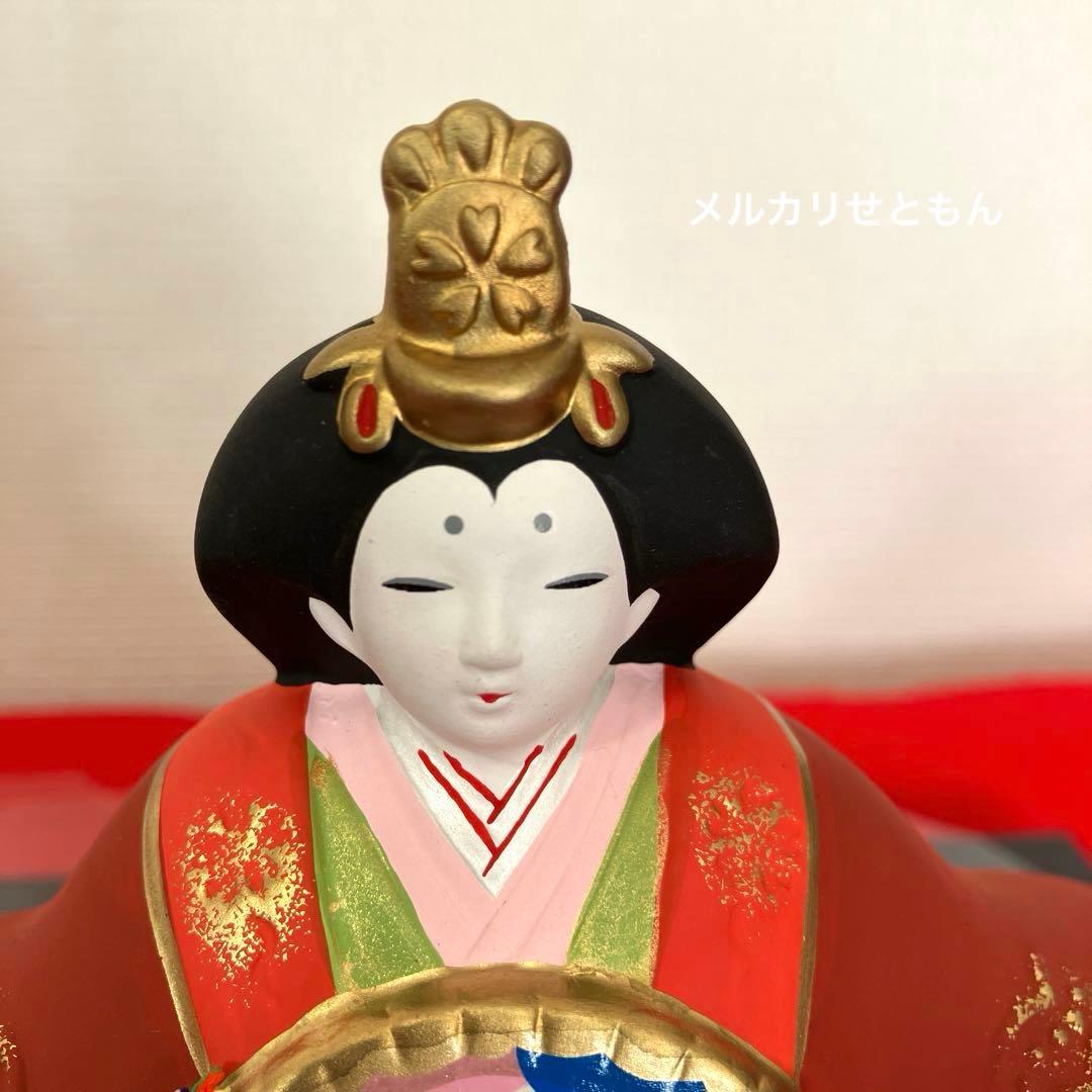 【新品未使用】薬師窯　雛祭り　雛人形　錦彩　 親王桜びな （蒔絵屏風付）