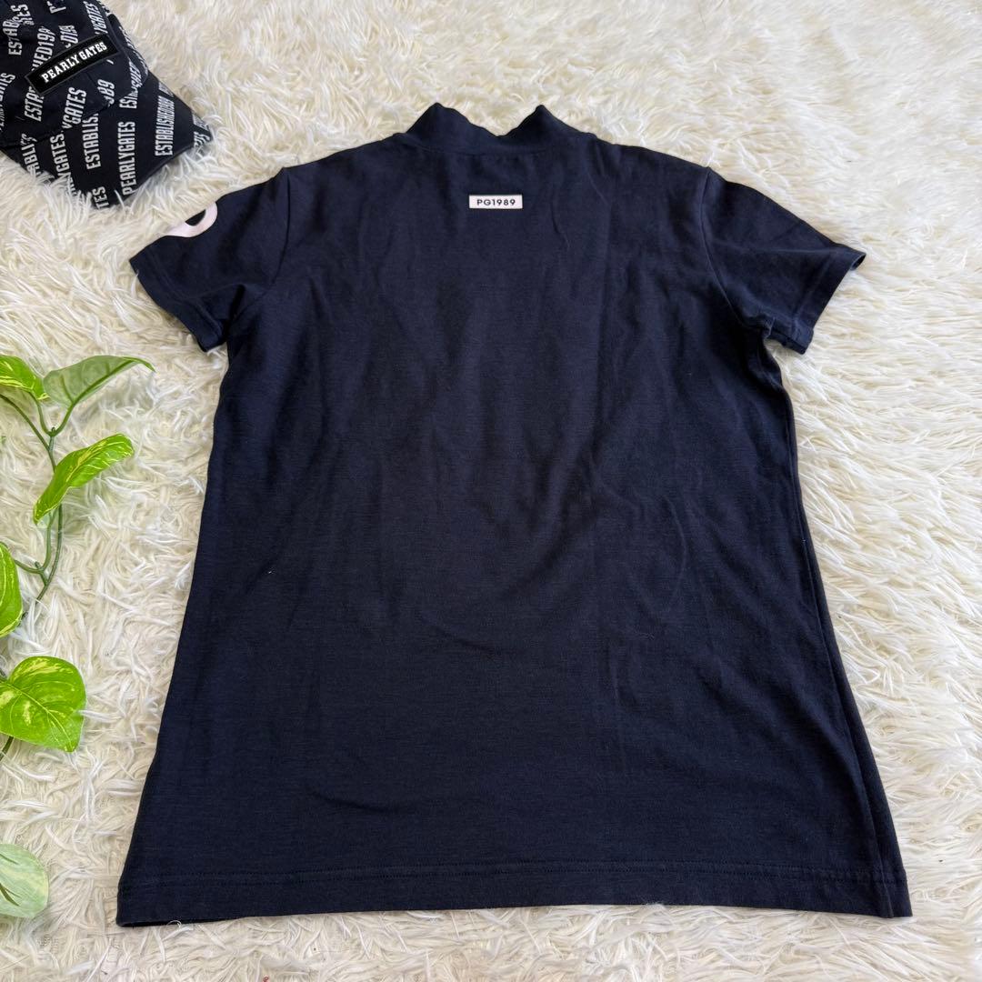 【パーリーゲイツ】美品 モックネック ネイビー ロゴ 1サイズ レディース