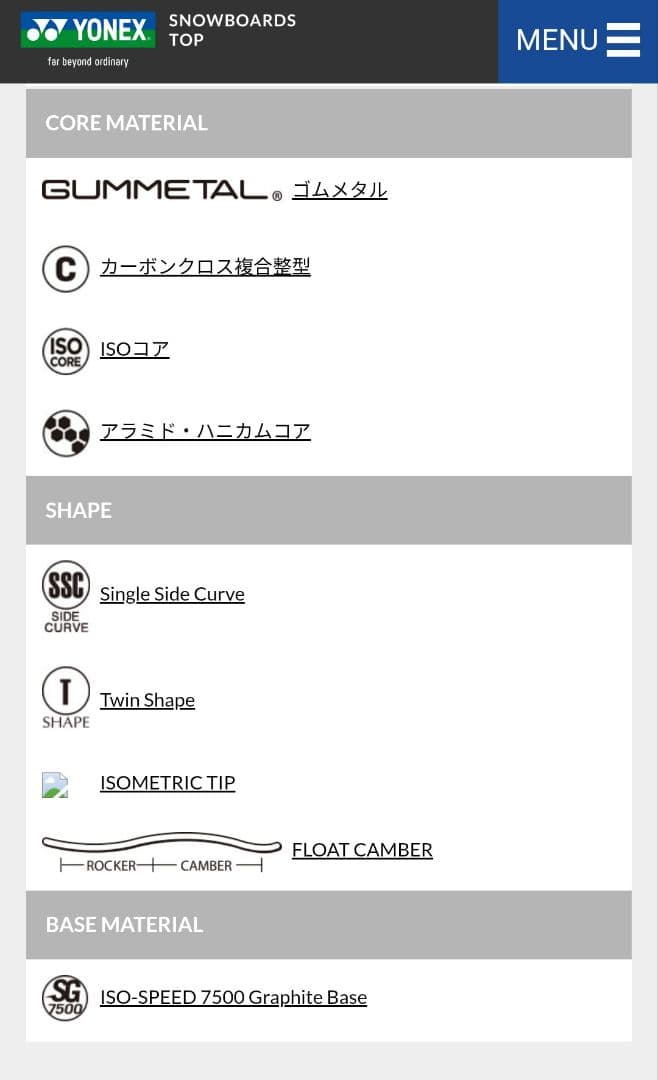 YONEX スノーボード ラヴァース 154