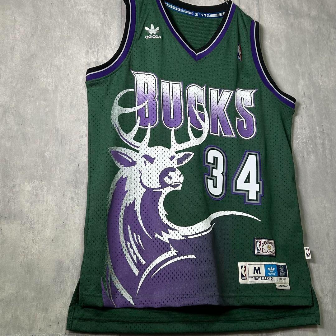 希少 公式 adidas NBA BUCKS レイアレン ユニフォーム 34番