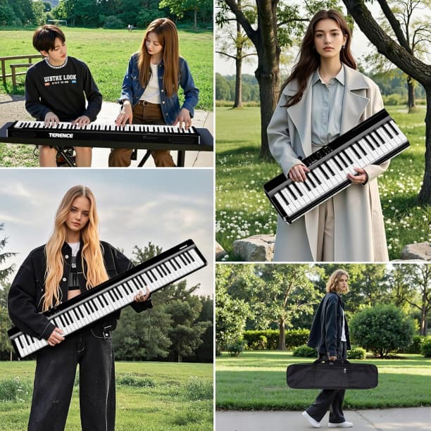 電子ピアノ 88鍵盤 折りたたみ スタンド付き タッチレスポンス鍵盤 キーボード
