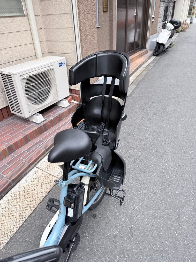 子供乗せ　ヤマハ　水色 電動アシスト自転車 チャイルドシート付き