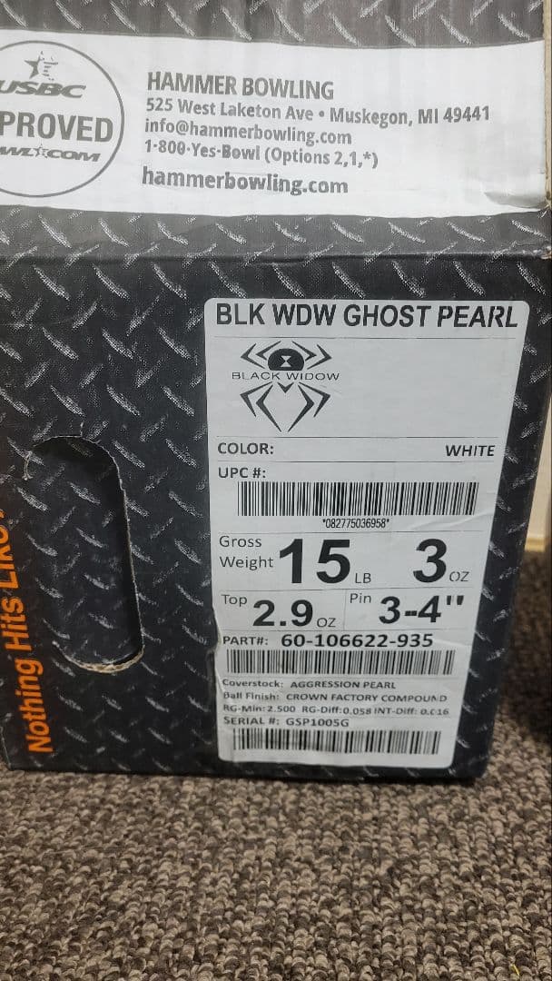 Hammer Black Widow Ghost Pearl 15ポンド