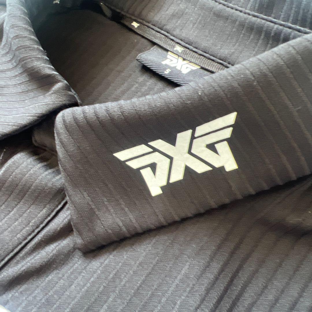 PXG ピーエックスジー　ポロシャツ　メンズ　ストレッチ　ロゴ　ブラック　黒　S
