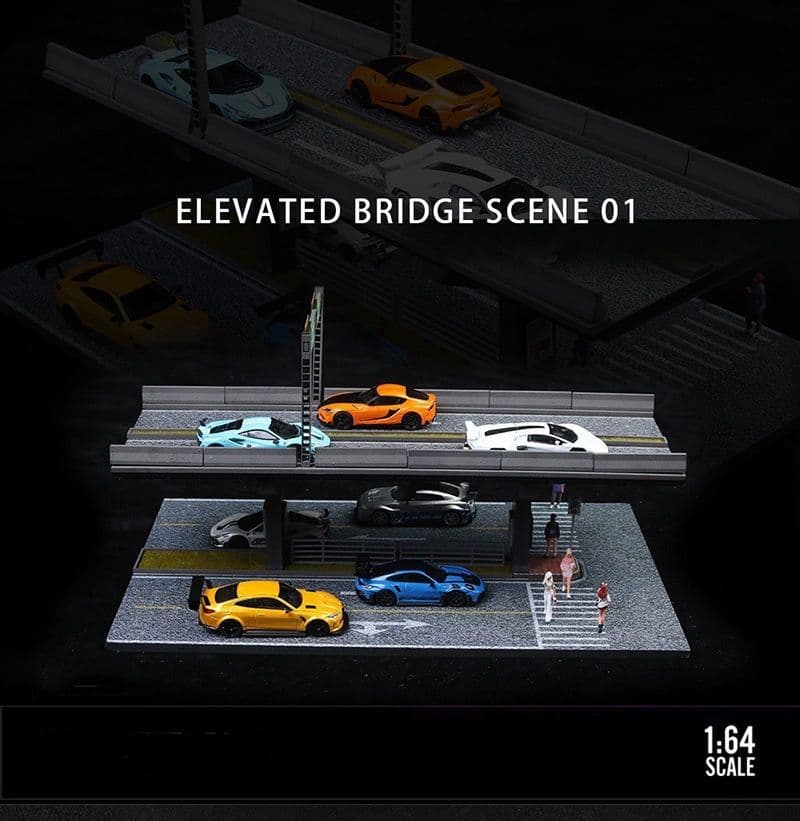 1/64 高架道路 ジオラマ 01 型 車模 駐車場 情景模型
