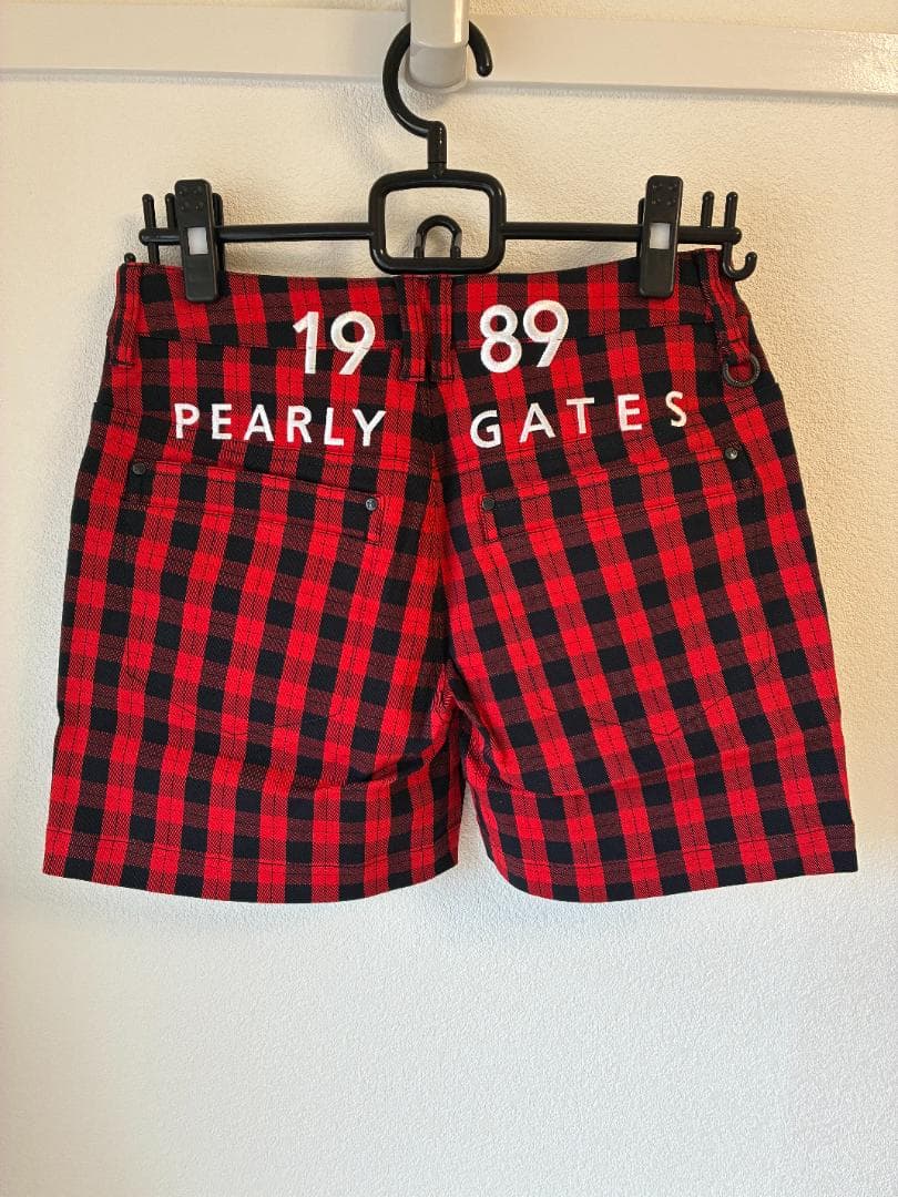 【新品】パーリーゲイツ レディース　ストレッチ　ショートパンツ　赤チェック柄