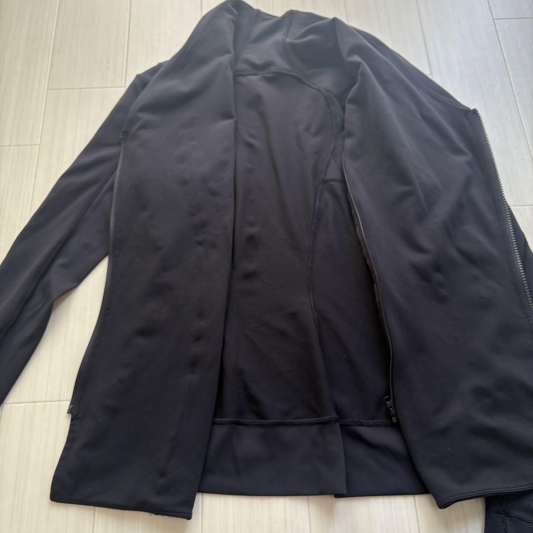 ルルレモン 黒 フルジップ ダブルジッパー フィットネスジャケット