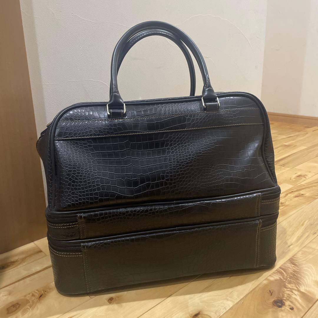 美品　XXIO ゼクシオ ゴルフバッグ 2way 3段 クロコ型押し ブラック