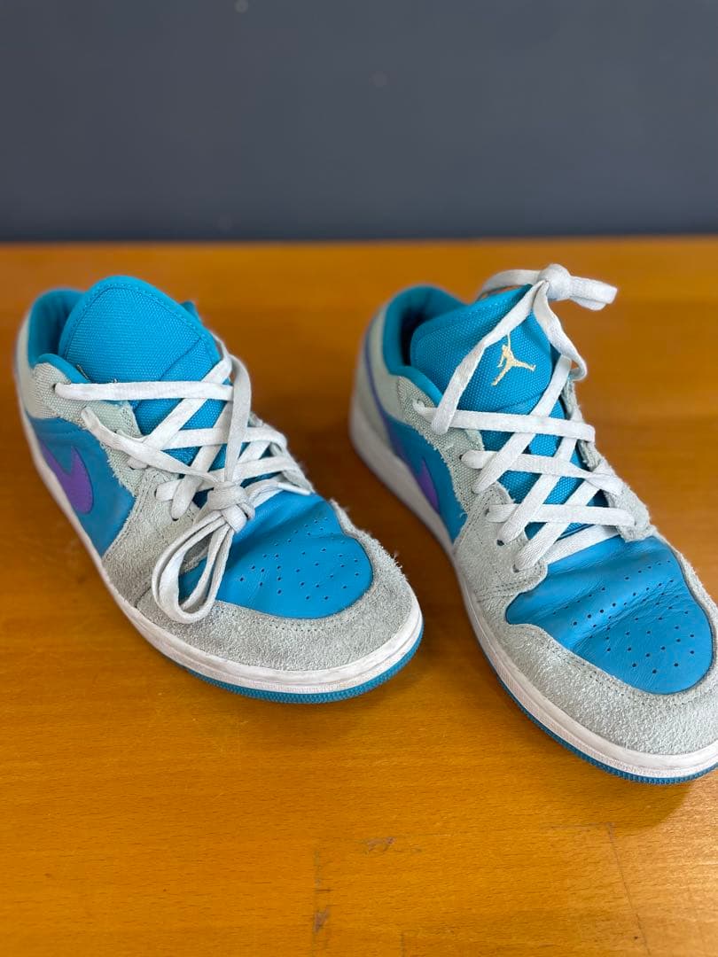古着 ジョーダンNIKE青灰色スウェードバスケットシューズ