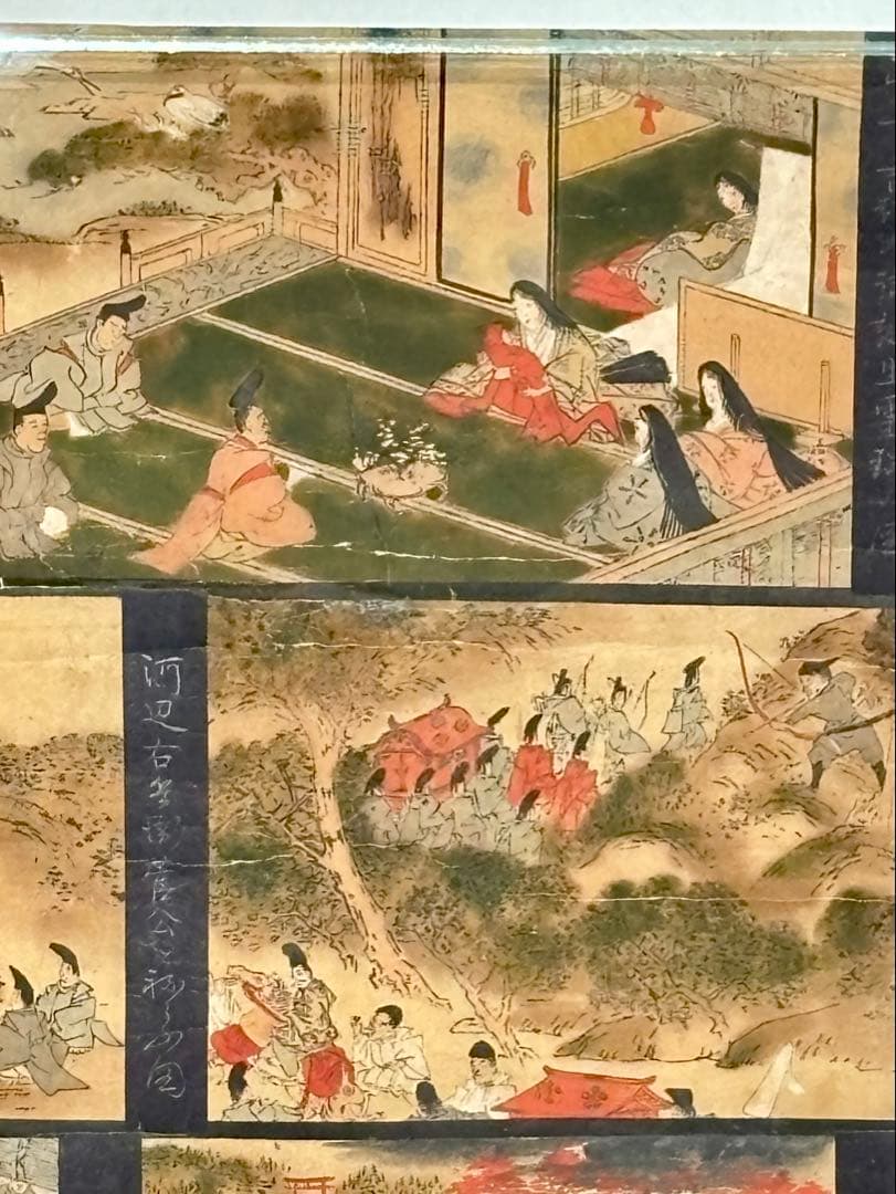 「北野天神縁起絵伝」彩色木版画 1枚|北野天満宮 神社 木版画 江戸時代