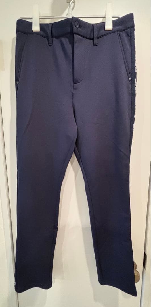 BRIEFING SIDE LOGO LINE SLIM PANTS ネイビー