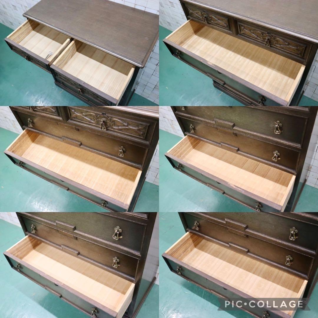 GMFT430○神戸洋家具 たかねや 6段チェスト 整理タンス 収納家具 彫刻