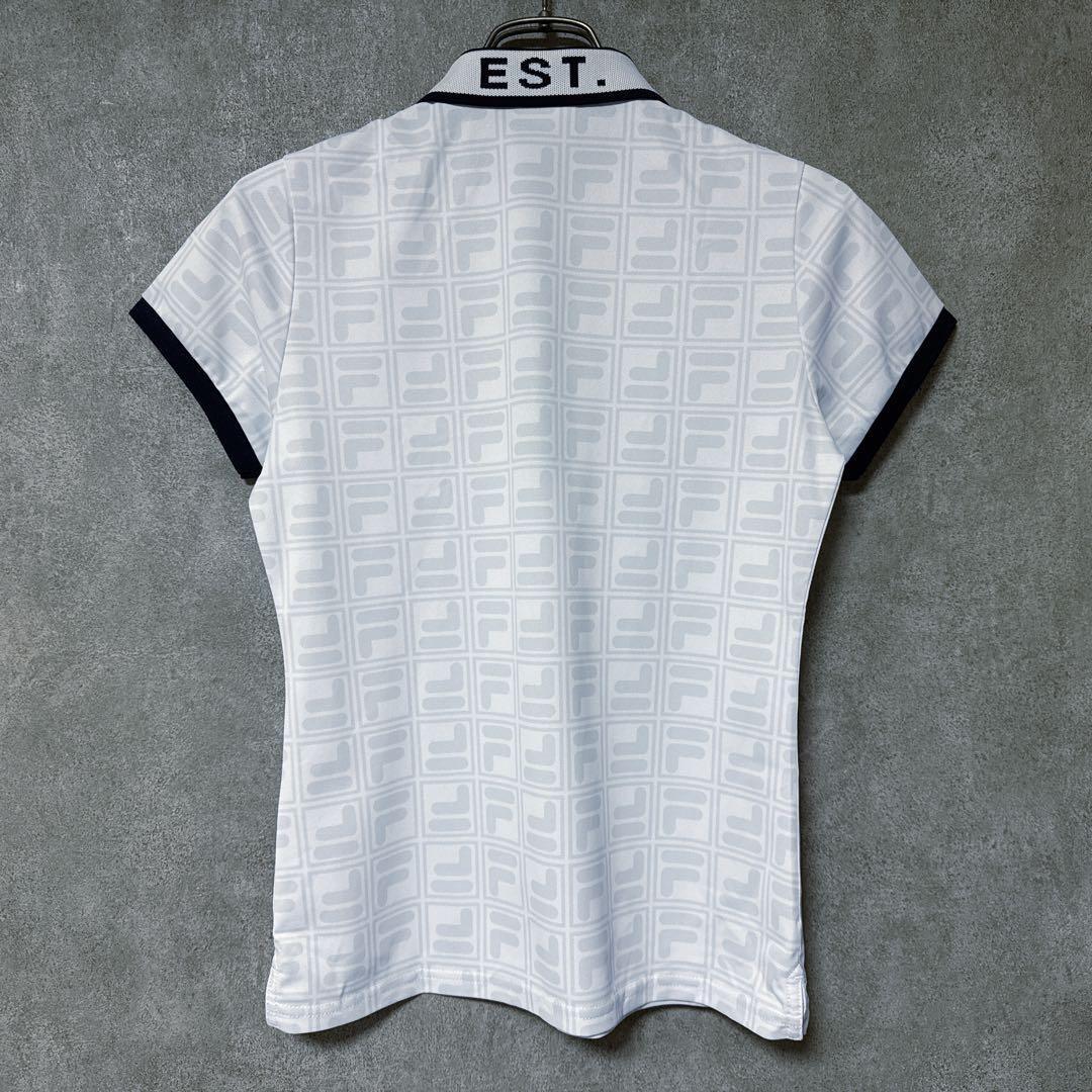 FILA GOLF フィラゴルフ 総柄 ロゴ 半袖 ポロシャツ ホワイト M
