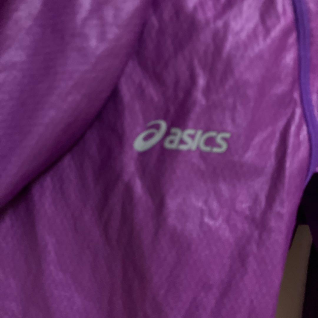 asics フード付き紫アウター・ウィンドブレーカー