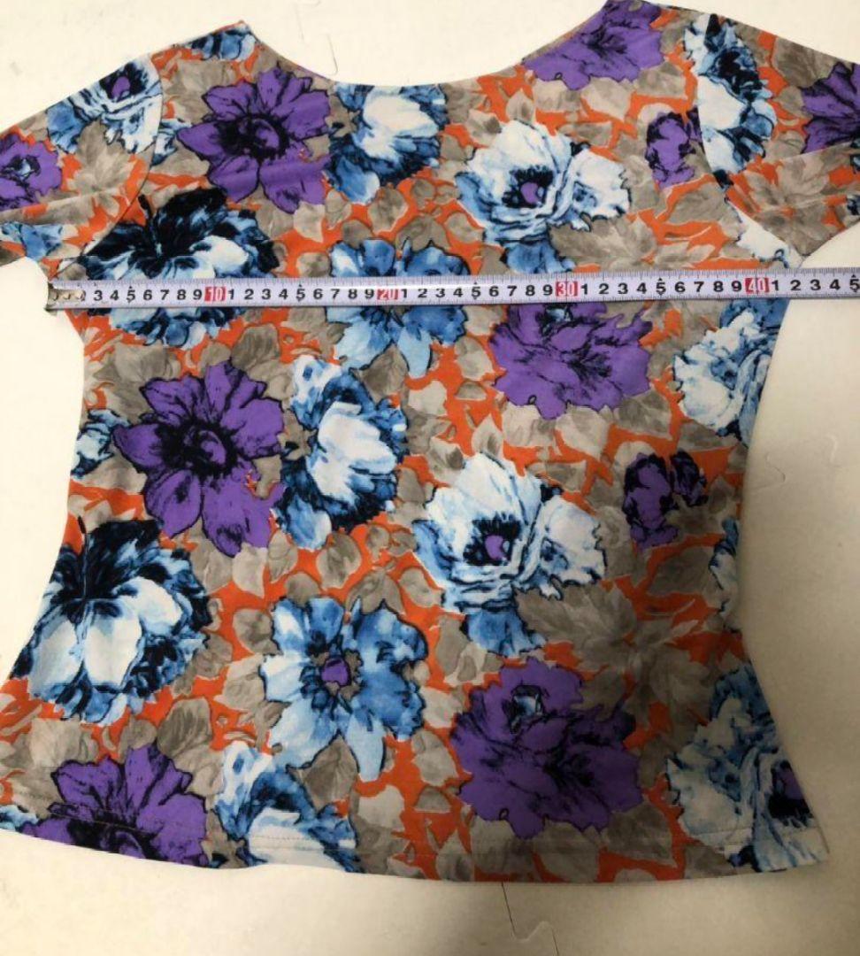社交ダンス練習着パーティChacott激かわオレンジ系ベースに花柄トップスドレス